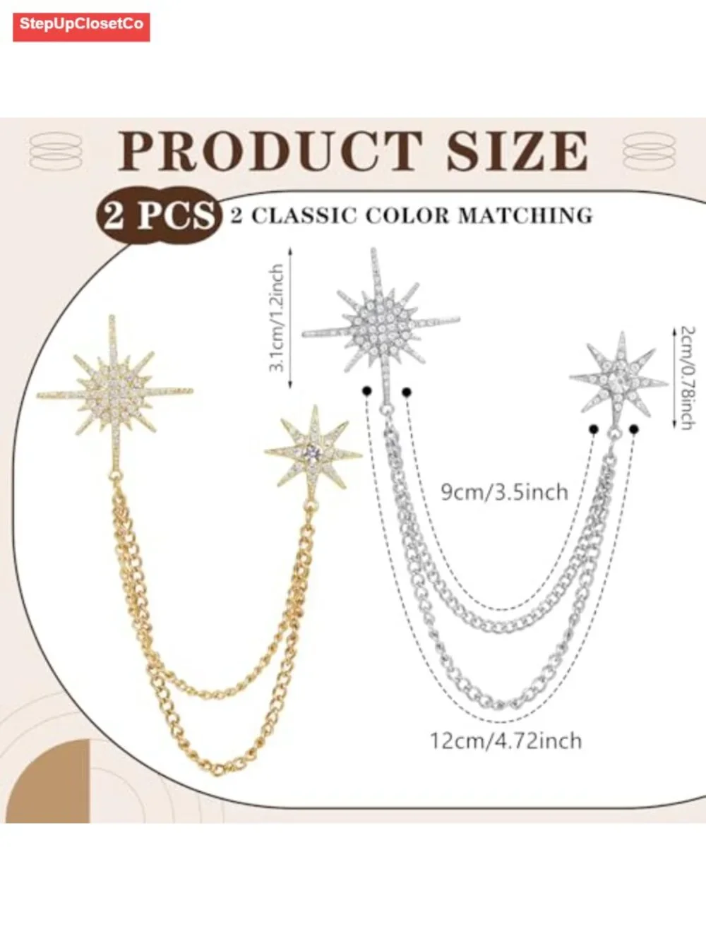 Crystal Rhinestone Star Brooch Pin with Tassel - Alloy & Rhinestones - Wedding